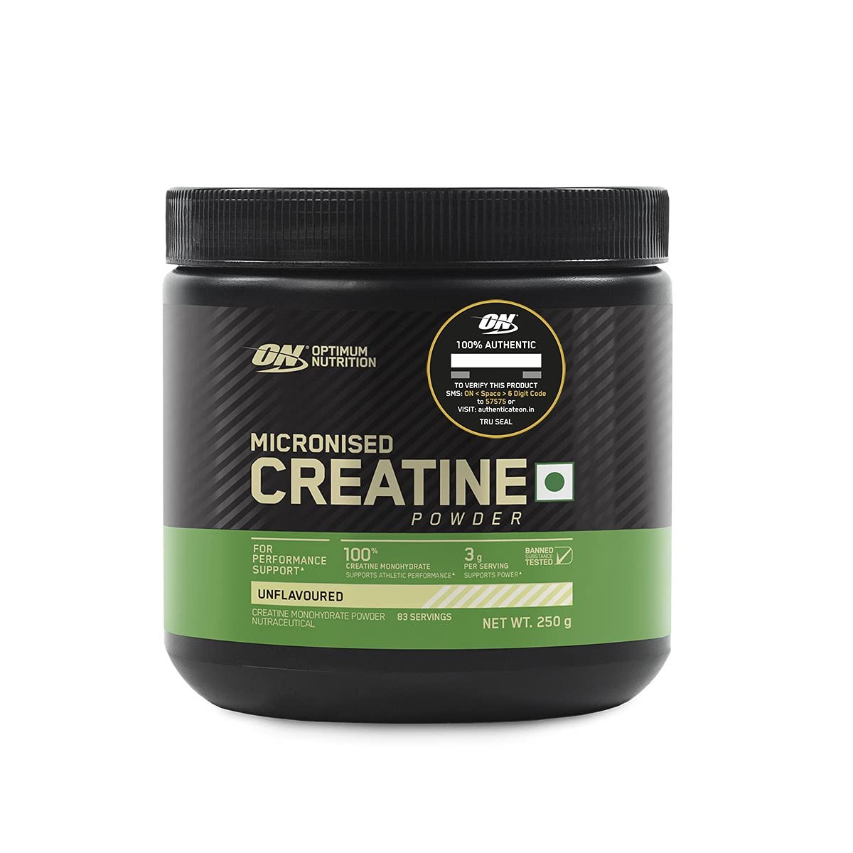 Optimum Nutrition (ON) Micronized Creatine Powder - 250 Gram, 83 Servings, Unflavored, 3g of 100% Creatine Monohydrate per serving, Supports Athletic Performance & Power